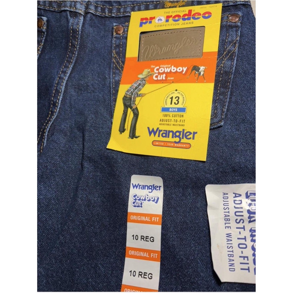 Wrangler Pro Rodeo Cowboy Cut Denim Jeans Boys 10 Reg Adj Waist NWT 13MWZBP